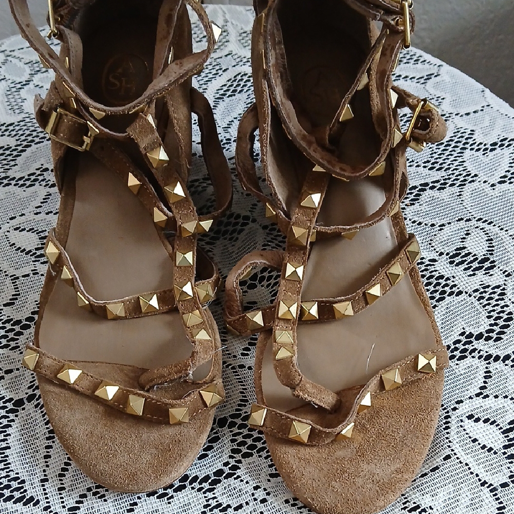 Ash Brown and Gold Gladiator Sandals